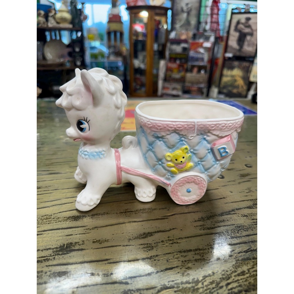 Vintage Napco Nursery Pony Pulling Cart Planter